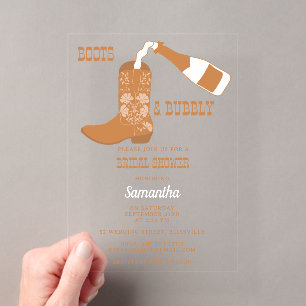 Invitations En Acrylique Chaussures de randonnée à bulles Rustique Mariage 