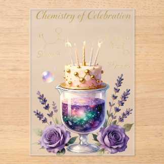 Invitations En Acrylique Chemistry Birthday Celebration Flask and Floral Ca