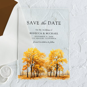 Invitations En Acrylique Chêne d'automne Mariage Mariage Sauvez la date