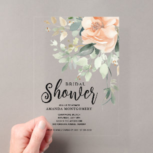 Invitations En Acrylique Chic aquarelle floral rose mariage