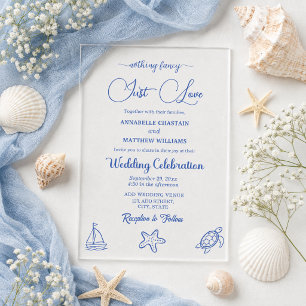 Invitations En Acrylique Chic mariage amour vie marine dessinée à la main