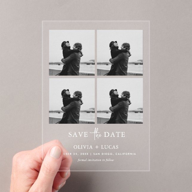 Invitations En Acrylique Chic Photo Collage Wedding Save The Date (In situ (ordinateur de poche))