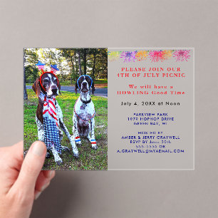 Invitations En Acrylique Chiens de la fête de pique-nique du Patriotique 4 