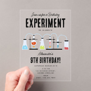 Invitations En Acrylique Chimie Science Test Tubes Anniversaire de enfant P