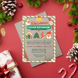 Invitations En Acrylique Christmas Cookie Exchange & Recette Swap Party