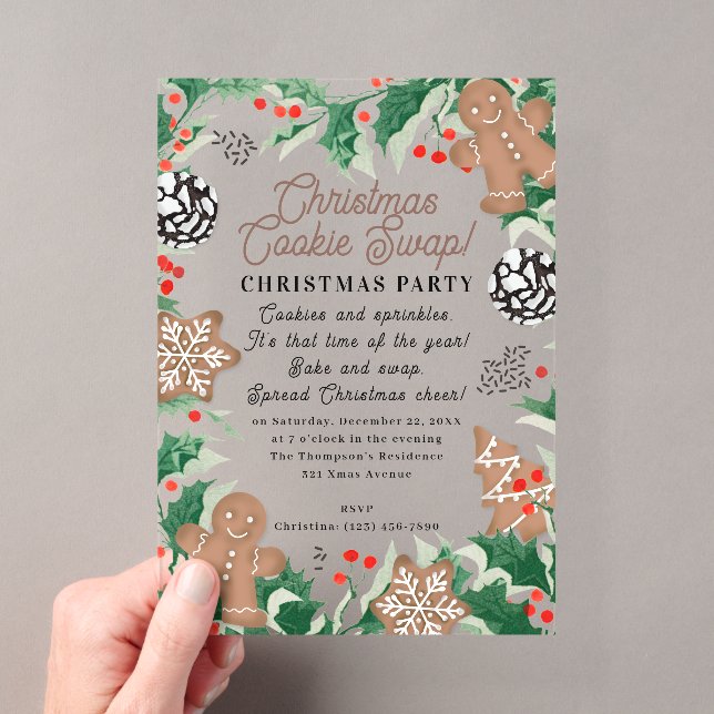 Invitations En Acrylique Christmas Cookies Holiday Baking Cookie Swap (In situ (ordinateur de poche))
