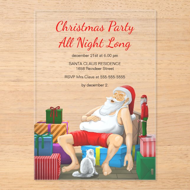 Invitations En Acrylique Christmas Party All Night Long (Recto)