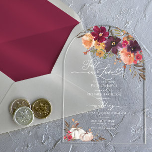 Invitations En Acrylique Chute en Amour Citrouille Mariage Bourgogne