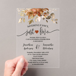 Invitations En Acrylique Chute Rien De Fancy Just Love Elopement