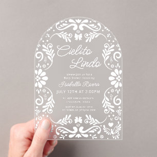 Invitations En Acrylique Cielito Lindo Baby shower mexicain neutre pour les