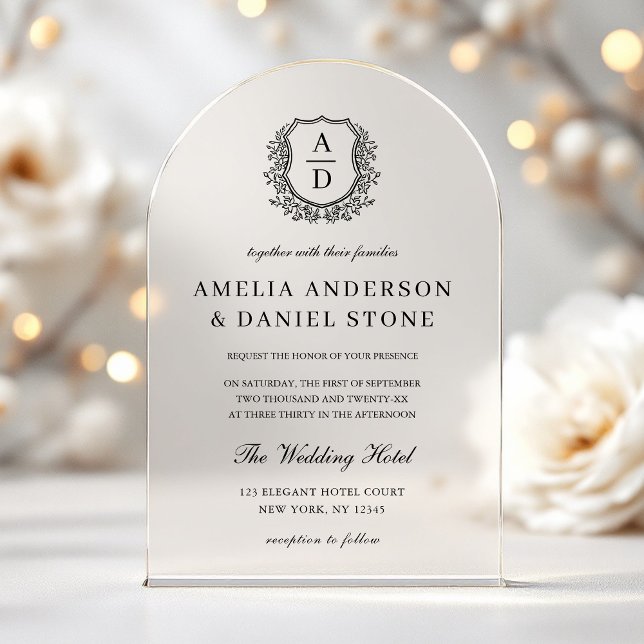 Invitations En Acrylique Cimier Floral Formel Mariage Élégant (Créateur téléchargé)