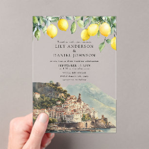 Invitations En Acrylique Citrons de la Côte d'Amalfi Mariage Italien