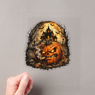 Invitations En Acrylique 🎃 Citrouille d'Halloween furieuse Autocollant É