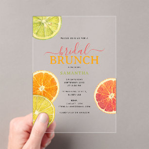Invitations En Acrylique Citrus Bridal Brunch Lemon Orange Fête des mariées
