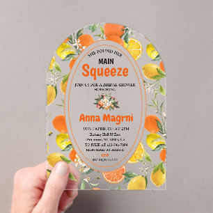 Invitations En Acrylique Citrus Elle A Trouvé Sa Principale Fête des mariée