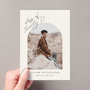 Invitations En Acrylique Classe Beige de 2025 Arch Photo Graduation