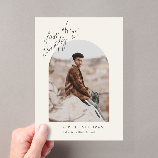Invitations En Acrylique Classe Beige de 2025 Arch Photo Graduation (In situ (ordinateur de poche))