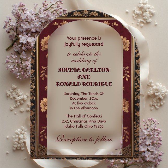 Invitations En Acrylique Classic Christmas Chinoiserie Traditional Wedding (Classic Christmas Chinoiserie Traditional Wedding Acrylic Invitations)