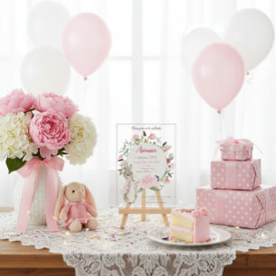 Invitations En Acrylique Classic rose Pierre le lapin Floral Anniversaire