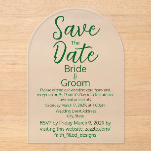 Invitations En Acrylique Classic Simple St Patrick's Day Frosted Mariage
