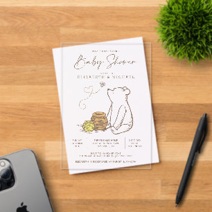 Invitations En Acrylique Classic Winnie le Baby shower Pooh