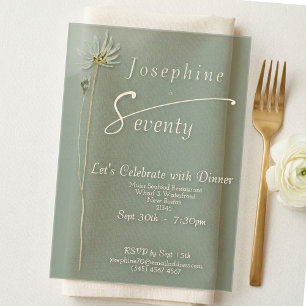 Invitations En Acrylique Classique Anniversaire 70 ans Fleur de Sauge Aquar