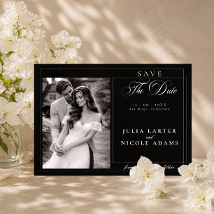Invitations En Acrylique Classique Chic Ivoire Noir Calligraphie Sauvegarde