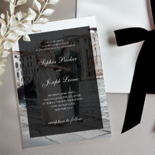 Invitations En Acrylique Classique Formel et Superposition Sombre   Photo d