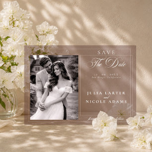 Invitations En Acrylique Classique Ivory Brun Calligraphie Sauvegarder La D