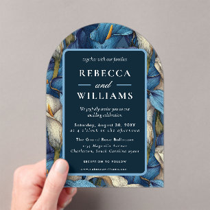 Invitations En Acrylique Classiques Lys calla bleus Accent Fleur de mariage
