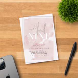 Invitations En Acrylique Cloud 9 étoiles or rose fille Baby shower