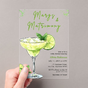 Invitations En Acrylique Cocktail Margs & Matrimony Enterrement de Vie de J