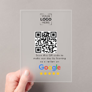 Invitations En Acrylique Code QR de l'avis de Google sur l'entreprise 
