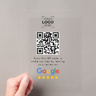 Invitations En Acrylique Code QR de l'avis de Google sur l'entreprise