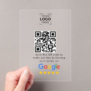 Invitations En Acrylique Code QR de révision Google Review Business 