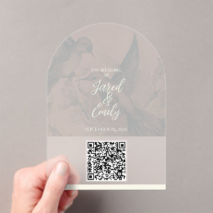 Invitations En Acrylique Code QR d'invitation de mariage