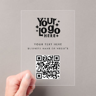 Invitations En Acrylique Code QR Logo d'entreprise Moderne Minimaliste Marq