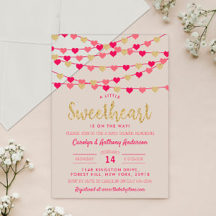Invitations En Acrylique Cœurs Amoureux Suspendus Baby Shower Petite Douceu