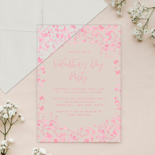 Invitations En Acrylique Cœurs d'amour à l'aquarelle rose pour la fête de l