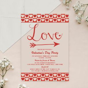 Invitations En Acrylique Cœurs d'amour rouges et blancs pour la fête de la 