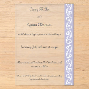Invitations En Acrylique Cœurs Paisley Doux en Lavande Acrylique de Mariage
