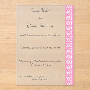 Invitations En Acrylique Cœurs Tissage Celtique en Rose Pétale Acrylique Ma