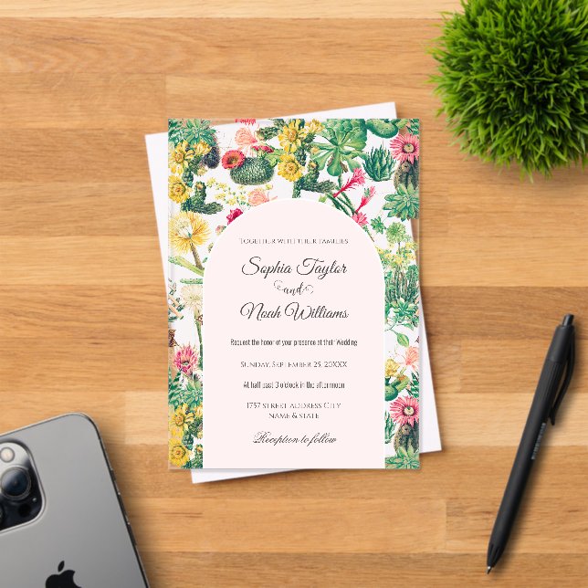 Invitations En Acrylique Collection de cactus vintage colorés (Insitu (Carte d'invitation))