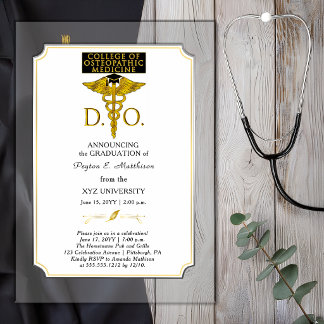 Invitations En Acrylique College of Osteopathic Medicine DO Physician Grad 