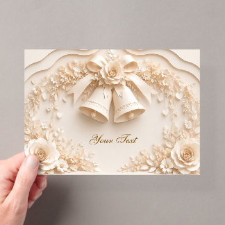 Invitations En Acrylique Conception de mariage élégante avec cloches et ros