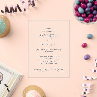 Invitations En Acrylique Conception de mariage minimaliste en acrylique cla