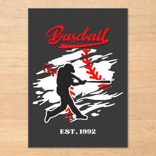 Invitations En Acrylique Conception Graphique de Silhouette de Baseball – F