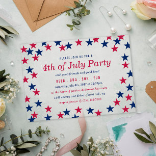 Invitations En Acrylique Confettis étoilés Fête du 14 juillet