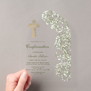 Invitations En Acrylique Confirmation d'arche de Gypsophile