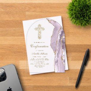 Invitations En Acrylique Confirmation de la grille Dusty Lilac